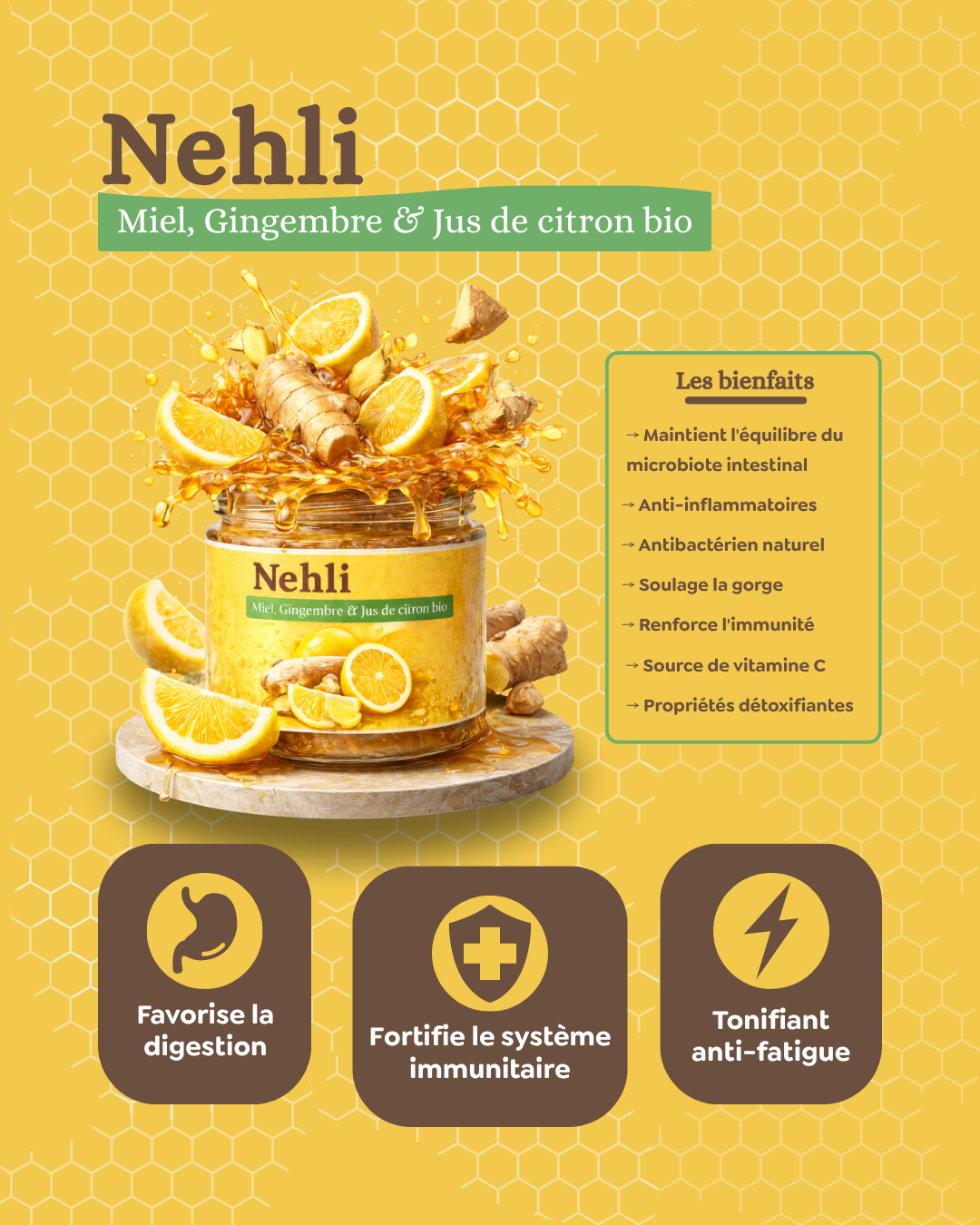 Miel, Gingembre & Jus de citron bio